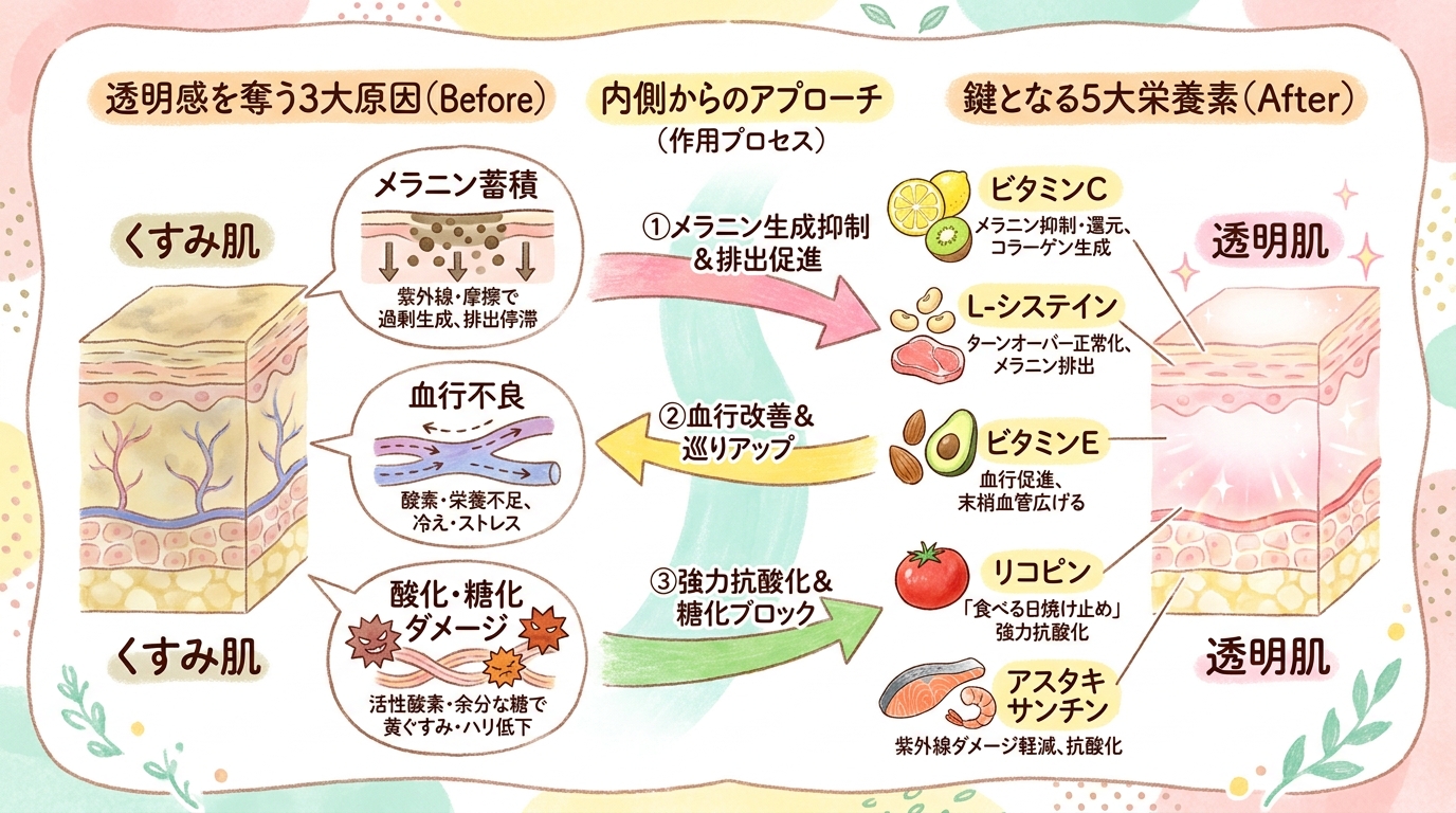 美白・透明感を意識した食事と栄養素とは？肌色を左右する成分を徹底解説