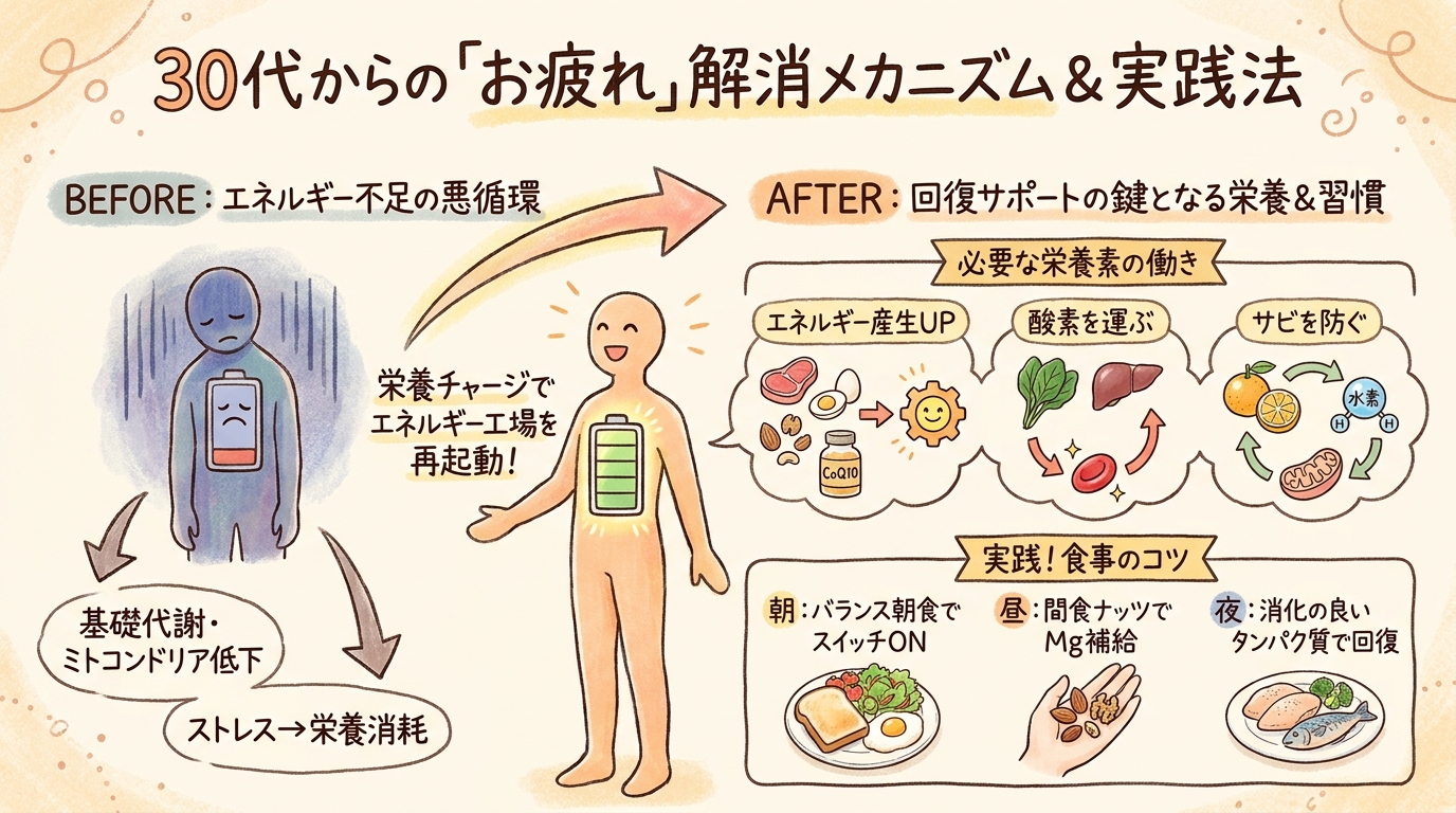 30代から始まる疲れやすさの原因とは？栄養素で見直すポイントを徹底解説