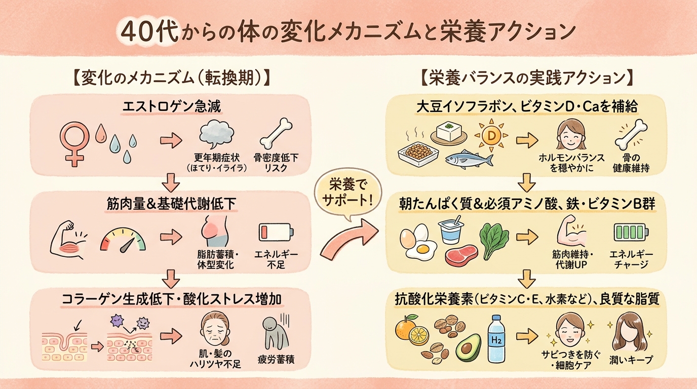 40代女性が感じる体の変化とは？栄養バランスで乗り越える実践ガイド