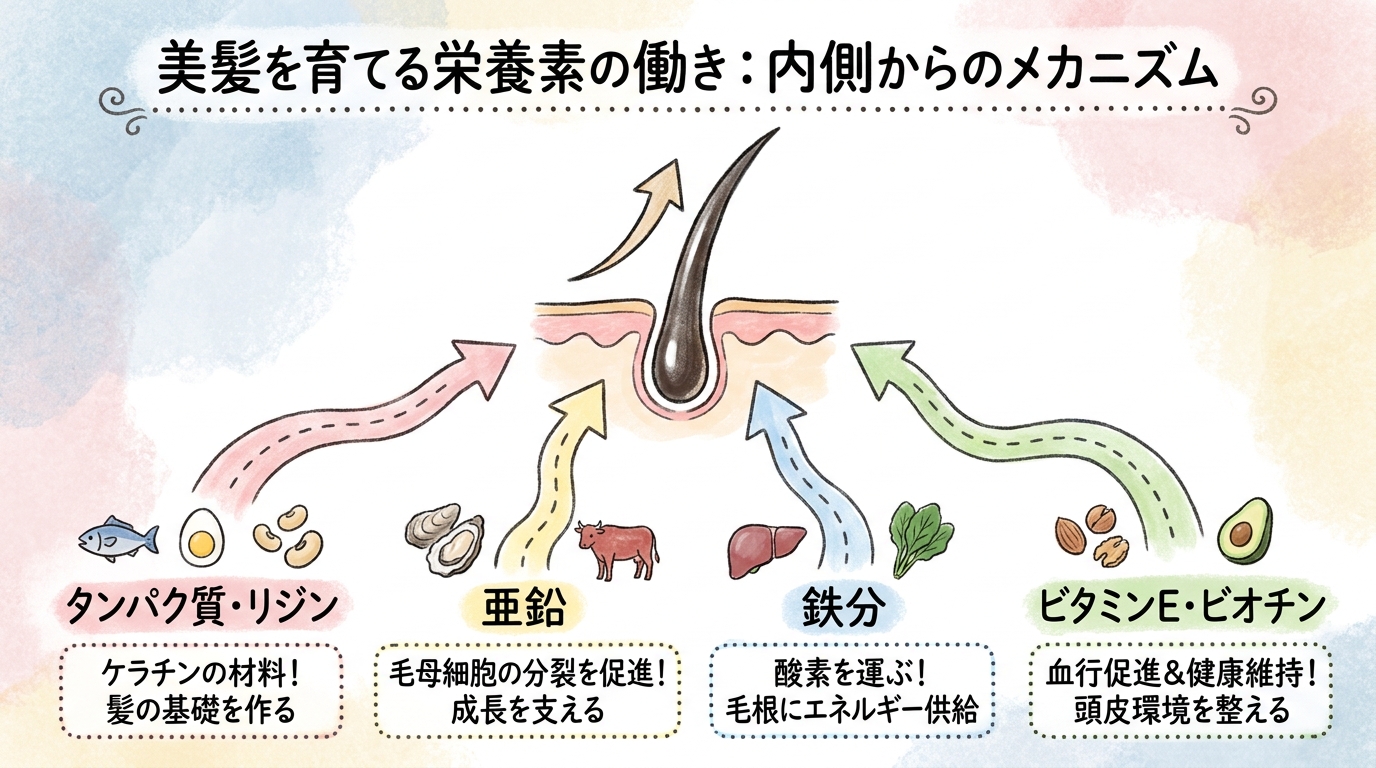 髪のパサつき・抜け毛が気になる人へ｜必要な栄養素と食事の見直しポイント